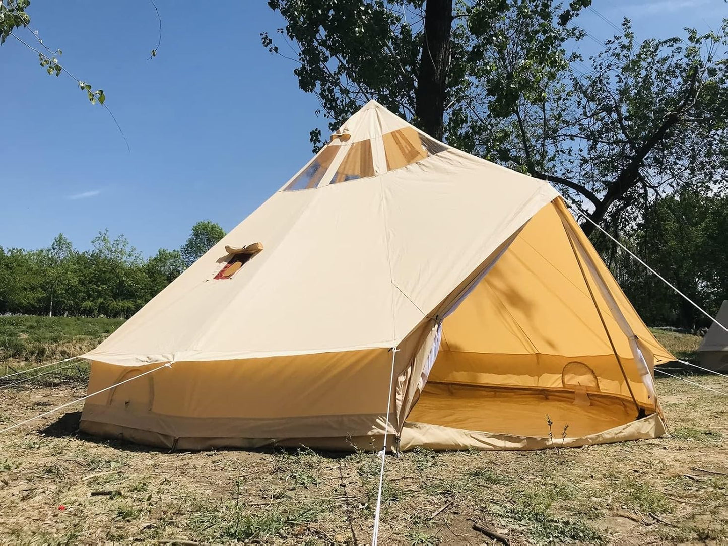 5M Star Gazer Bell Tent – 4-Season Waterproof Cotton Canvas Glamping Yurt, 6-8 Persons with Stove Jack & Roof Windows ⛺