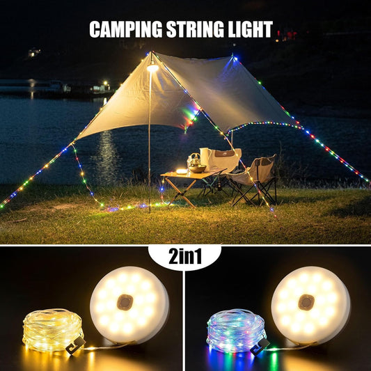 Solar Camping String Lights – 4-in-1 Outdoor Lantern with 8 Lighting Modes (72.2Ft), 30s Quick Recovery, Waterproof, Type-C Fast Charging, Portable for Camping, Yard, Hiking ✨🔦