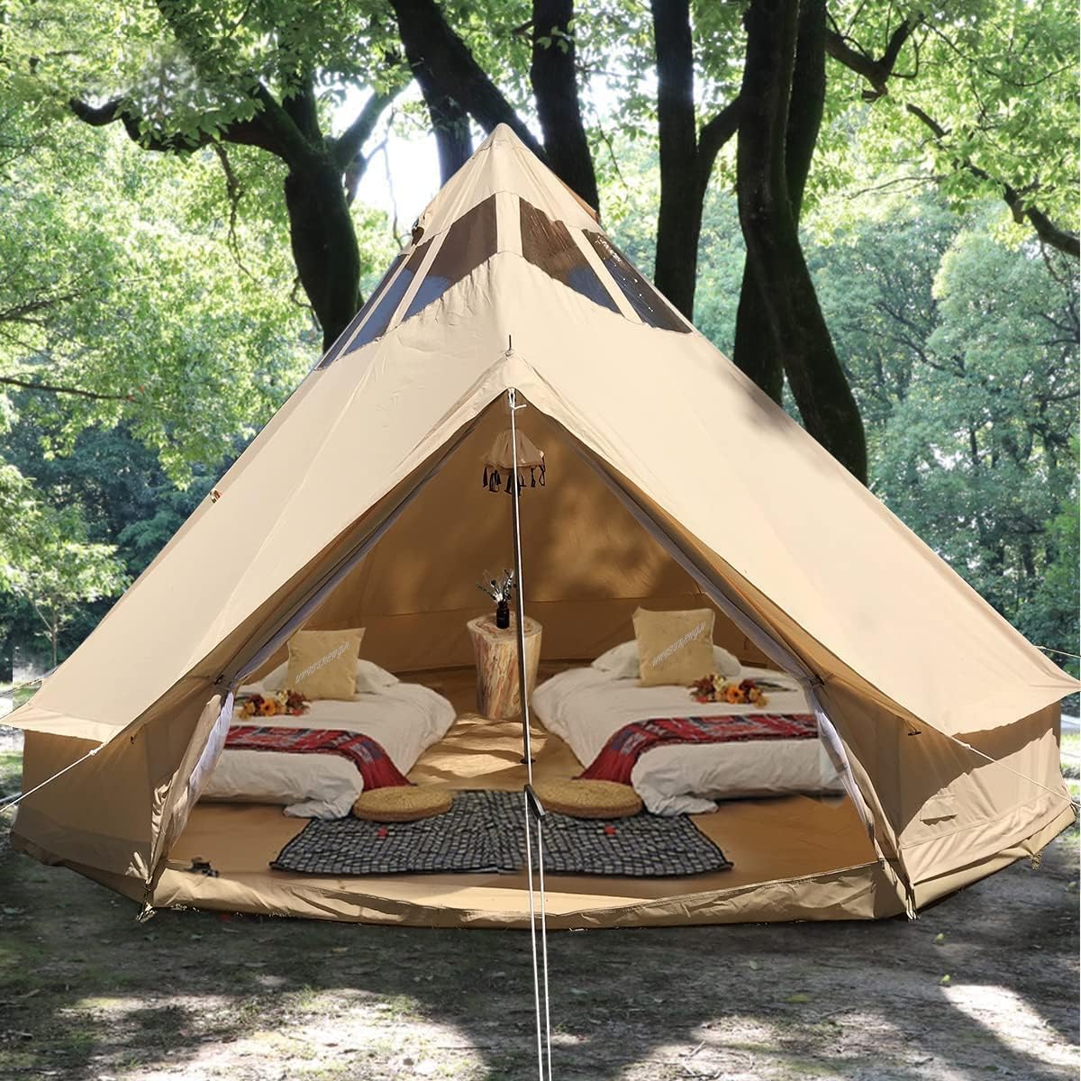 5M Star Gazer Bell Tent – 4-Season Waterproof Cotton Canvas Glamping Yurt, 6-8 Persons with Stove Jack & Roof Windows ⛺