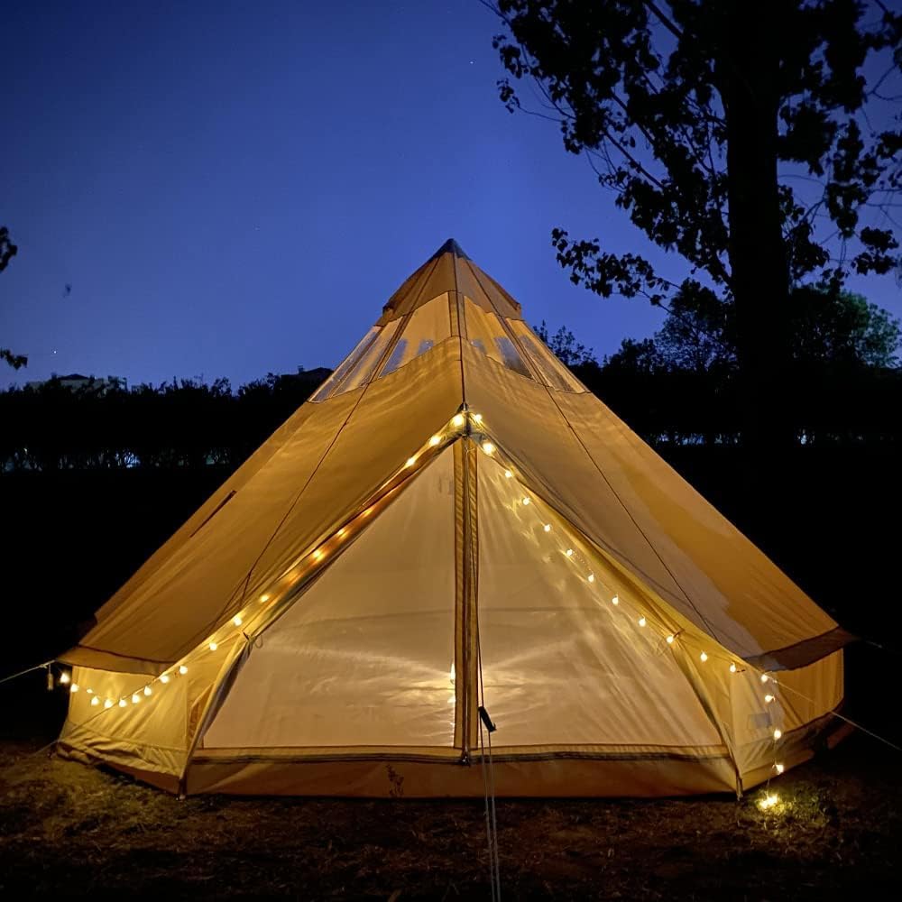 5M Star Gazer Bell Tent – 4-Season Waterproof Cotton Canvas Glamping Yurt, 6-8 Persons with Stove Jack & Roof Windows ⛺